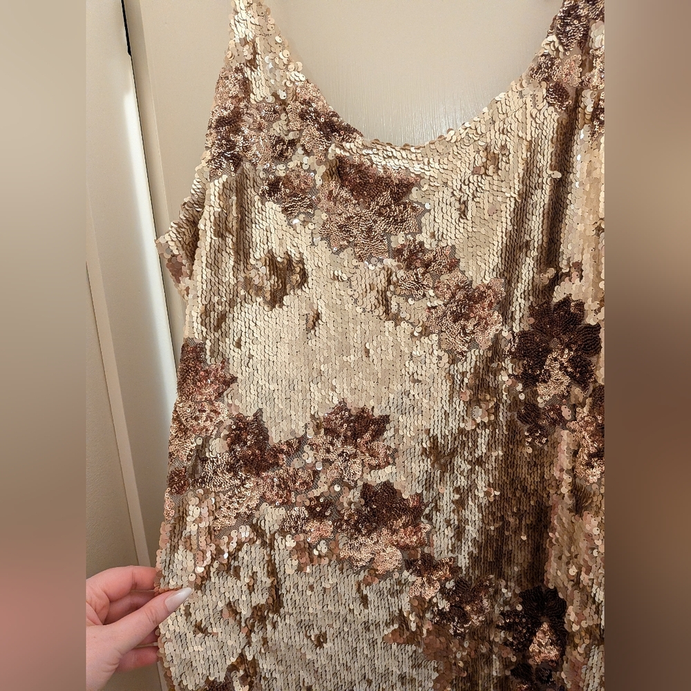ARULA Gold and Bronze Sequin Slip Dress Size C (3X) Birthday Party Dress - Picture 3 of 6